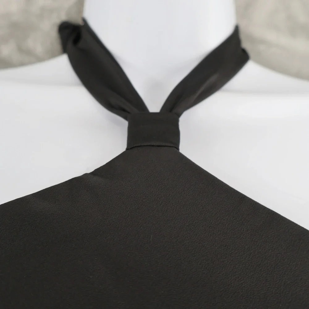 AQUA‎ Halter Neck Wide Leg Satin Jumpsuit Womens 12 Black Hostess Event $268 NWT - Picture 4 of 16